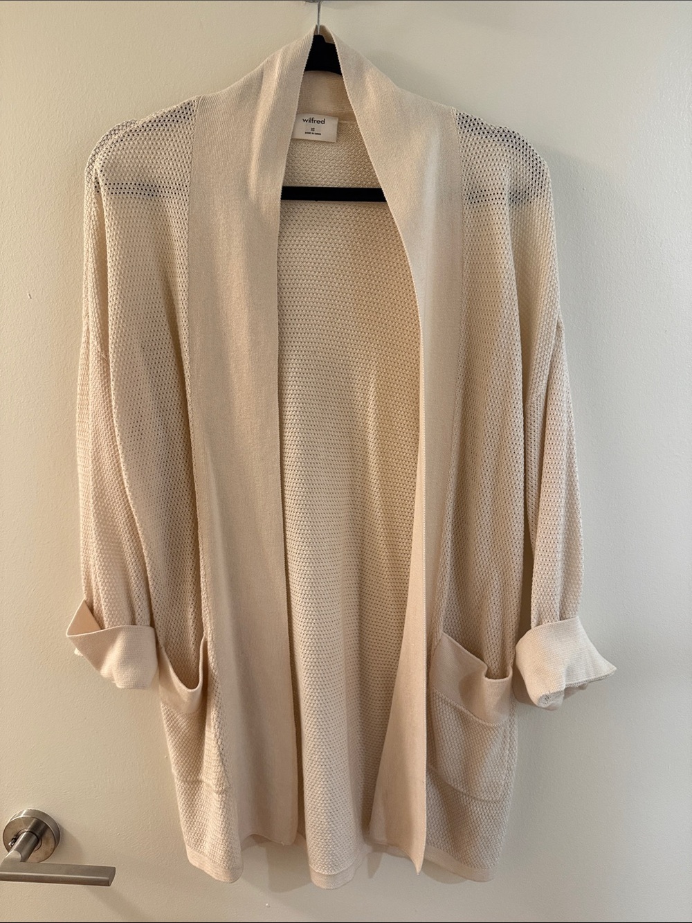Wilfred Size XS Open-Front Cream Lightweight Women's Cardigan Sweater